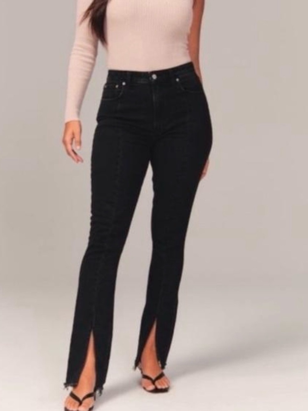 Abercrombie & Fitch Black Skinny High-Rise Jeans with Front Slits